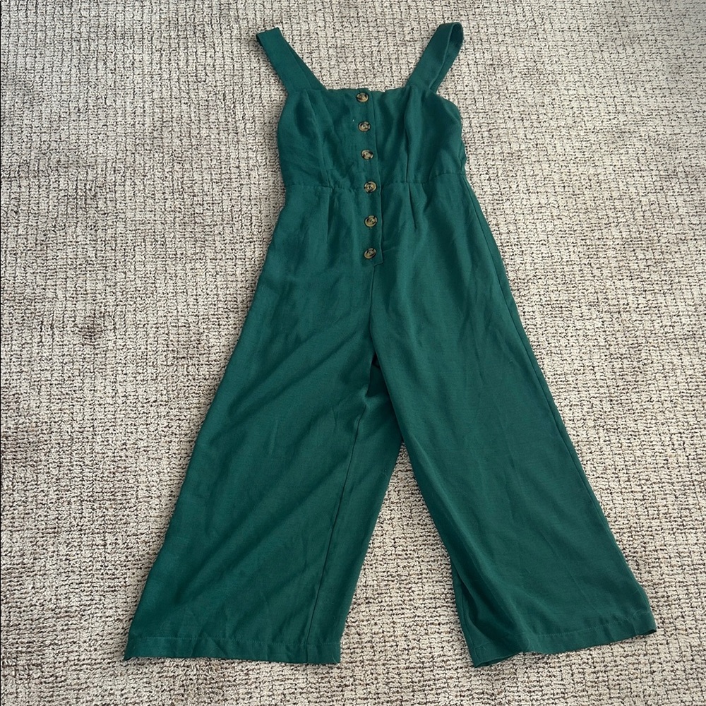 Blue Rain Teal Button-Front Jumpsuit